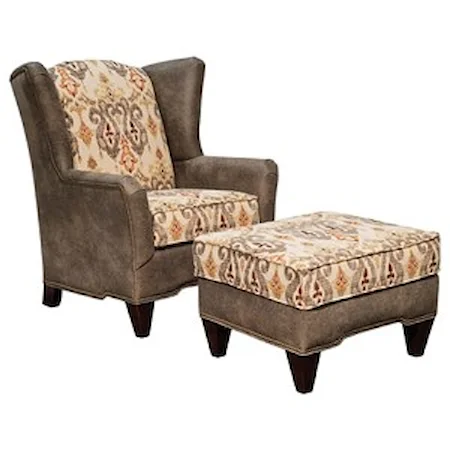 Transitional Upholstered Chair & Ottoman with Nailhead Trim